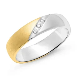 Teilvergoldeter 925er Silberring für Damen mit Zirkonia R8609czSL