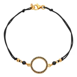 Textilarmband 925 vergoldet schwarze Zirkonia TXB0075