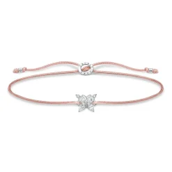 Textilarmband mit Schmetterlingsanhänger in rosa LS117-401-19