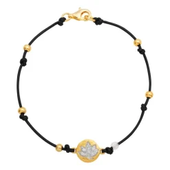 Textilarmband mit vergoldeten Silberelementen TXB0096