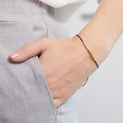 Textilarmband mit Zierelementen aus Silber vergoldet SB0347