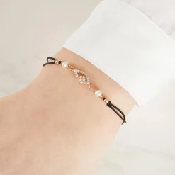 Textilarmband Silber rosé vergoldet Zirkonia TXB0073