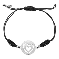 Textilarmband Silberelement Schnürverschluss TXB0083