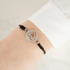 Textilarmband Silberelement Schnürverschluss TXB0083