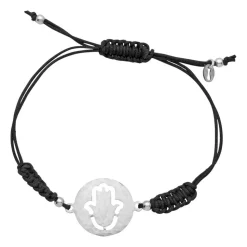 Textilarmband Silberelement Schnürverschluss TXB0080