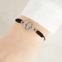 Textilarmband Silberelement Schnürverschluss TXB0080