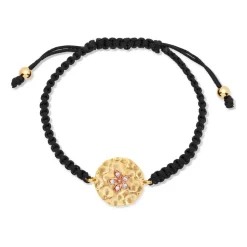 Textilarmband vergoldeter Silberanhänger Blume TXB0118