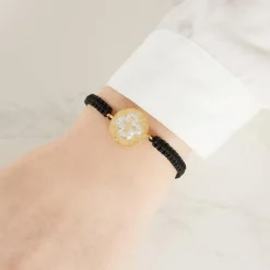 Textilarmband vergoldeter Silberanhänger TXB0120