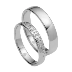 Trauringe aus Weißgold, Platin, Palladium, 9 Diamanten RAU0257-KWs