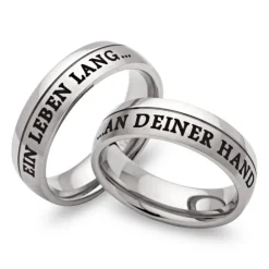 Trauringe Edelstahl Eheringe mit Lasergravur R9111lg