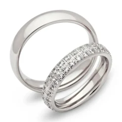 Trauringe Edelstahl Eheringe Zirkonia Gravur R9086s