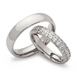 Trauringe Edelstahl Eheringe Zirkonia Gravur R9086s