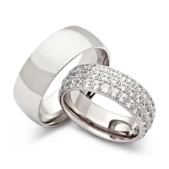 Trauringe Edelstahl Eheringe Zirkonia Gravur R9085s