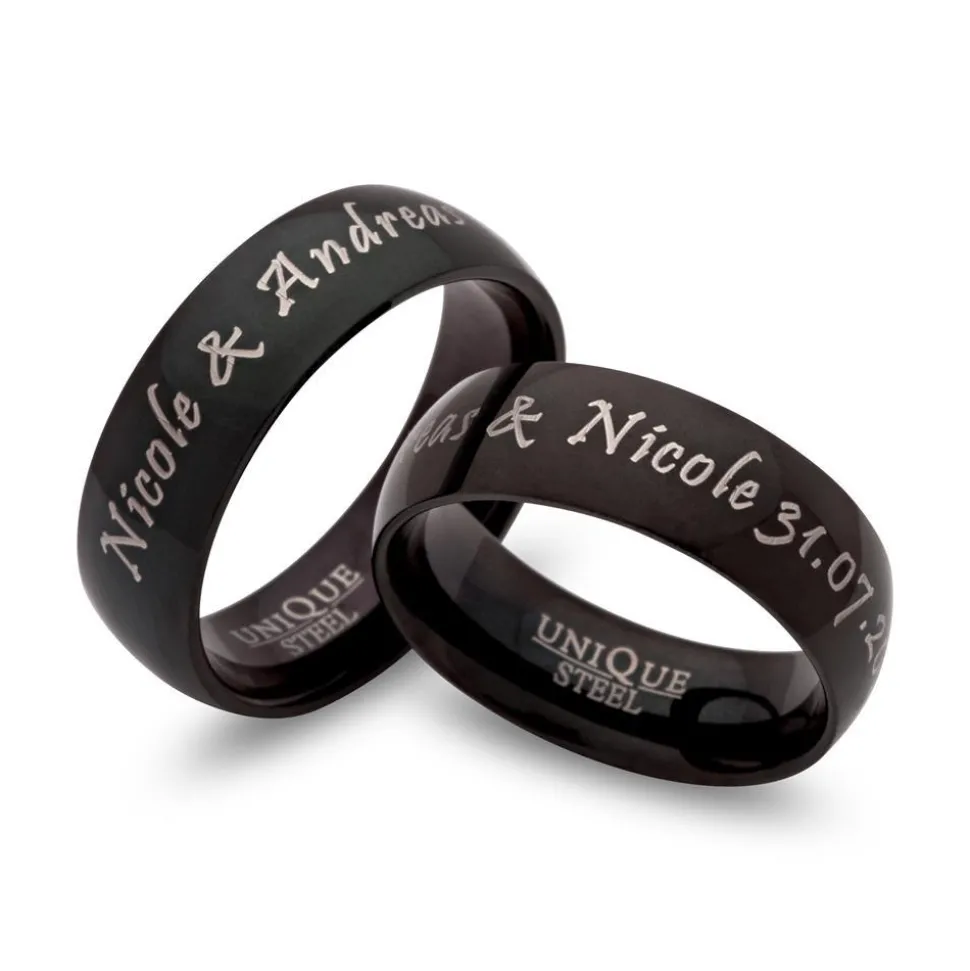 Trauringe Edelstahl Eheringe mit Lasergravur R9107lg