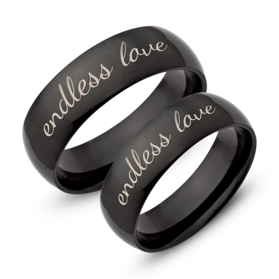 Trauringe Edelstahl Eheringe mit Lasergravur R9107lg