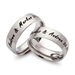 Trauringe Edelstahl Eheringe mit Lasergravur R9143lg