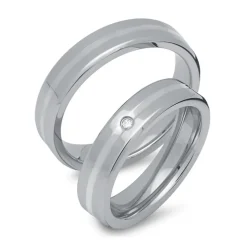 Trauringe Edelstahl mit Silbereinlage 5mm breit R9202s