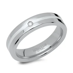 Trauringe Edelstahl mit Silbereinlage 5mm breit R9202s