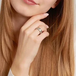 Trauringe Edelstahl teilmattiert mit Steinbesatz R9217s