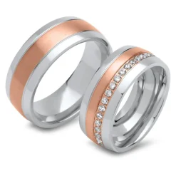 Trauringe Edelstahl teilvergoldet rosé R9243s