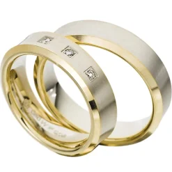 Trauringe Weiß- und Gelbgold 6mm 50669