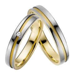 Trauringe Weiß- und Gelbgold 4mm 50922