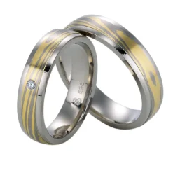 Trauringe Weiß- und Gelbgold 5mm 50732