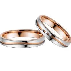 Trauringe Weiß- und Rotgold 4mm 50923