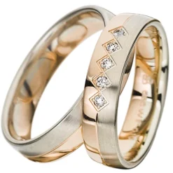 Trauringe Weiß- und Rotgold 5mm 50667