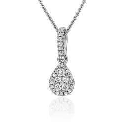 Tropfen Anhänger mit Diamantbesatz aus Weißgold, Platin BDP0046-WSL
