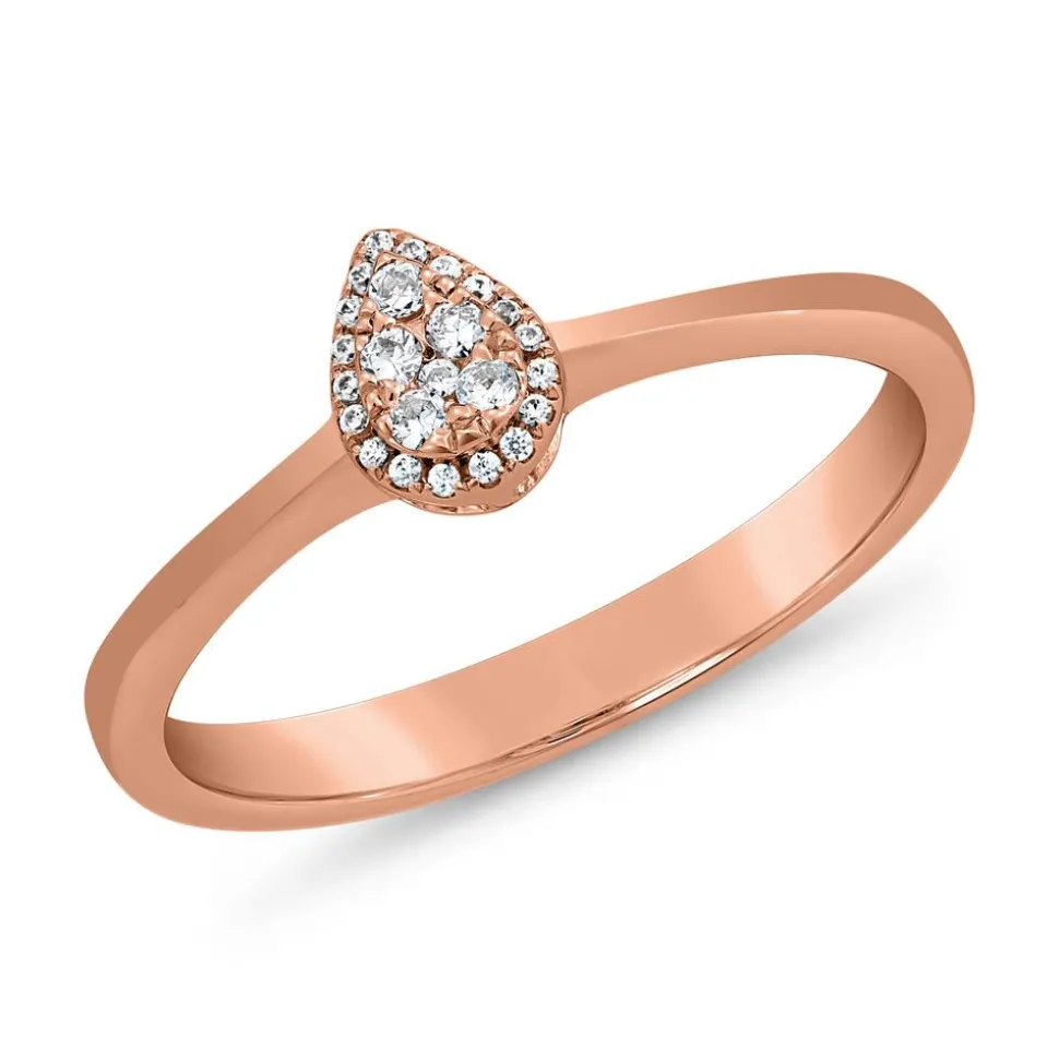 Tropfen Halo-Ring aus Roségold mit Diamanten BDR0055-RSL