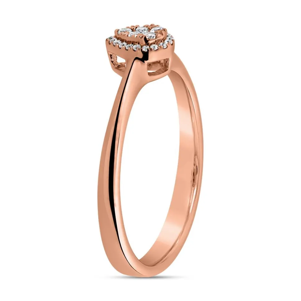 Tropfen Halo-Ring aus Roségold mit Diamanten BDR0055-RSL