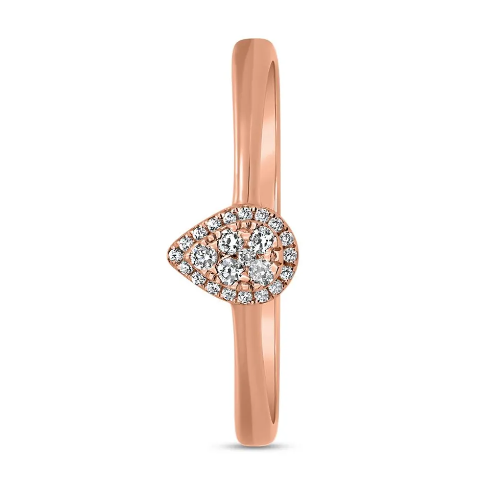 Tropfen Halo-Ring aus Roségold mit Diamanten BDR0055-RSL