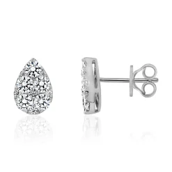 Tropfen Ohrstecker aus Weißgold oder Platin, Diamanten BDE0070-WSL