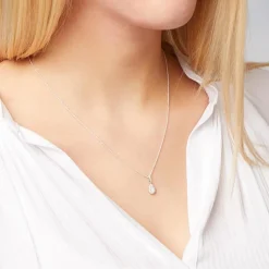 Tropfenförmiger Diamant-Anhänger Weißgold BDP0015-18KWSL