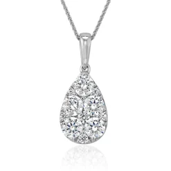 Tropfenkette mit lab grown Diamanten aus Weißgold BDP0048LG-WSLK