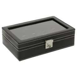 Uhrenkasten schwarzem Leder für 10 Uhren 26105-2