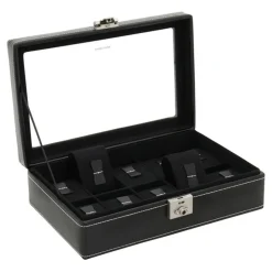 Uhrenkasten schwarzem Leder für 10 Uhren 26105-2