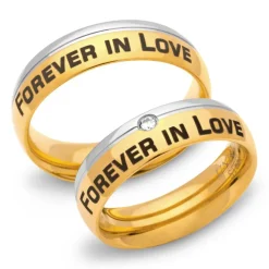 Vergoldete Edelstahl Eheringe mit Lasergravur R9082lg