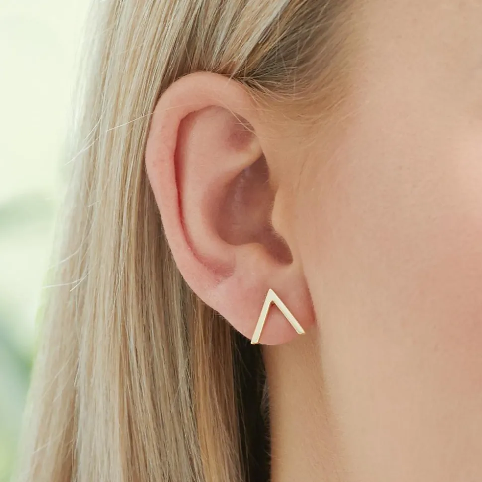 Vergoldete 925er Silber Ohrstecker im V-Design LSE0031
