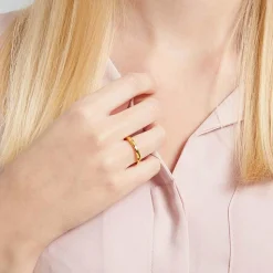 Vergoldeter 925 Silber Damen Ring 2,7mm breit R8561czSL