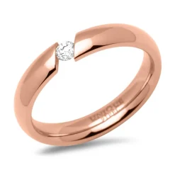 Vergoldeter Edelstahl-Damenring mit Zirkonia R9229czSL