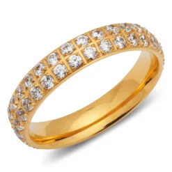 Vergoldeter Edelstahlring mit Zirkonia R9196czSL