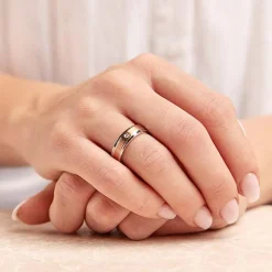 Vergoldeter Ring Edelstahl 6mm Zirkonia R9200czSL