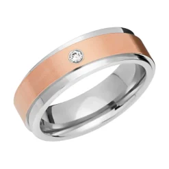 Vergoldeter Ring Edelstahl 6mm Zirkonia R9200czSL