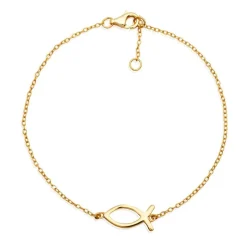 Vergoldetes 925 Silberarmband mit Ichthys LSB0003