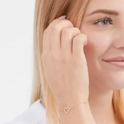 Vergoldetes 925 Silberarmband mit Herzanhänger SB0135