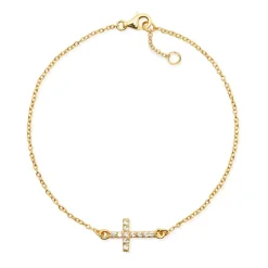 Vergoldetes 925 Silberarmband Kreuzanhänger SB0117