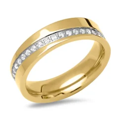 Vergoldetes Edelstahl Ehering-Set mit Steinen R9225s