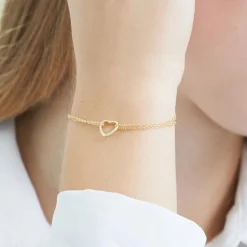 Vergoldetes 925er Silber Armband Herz SB0360